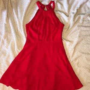 Express red dress high neck flowy